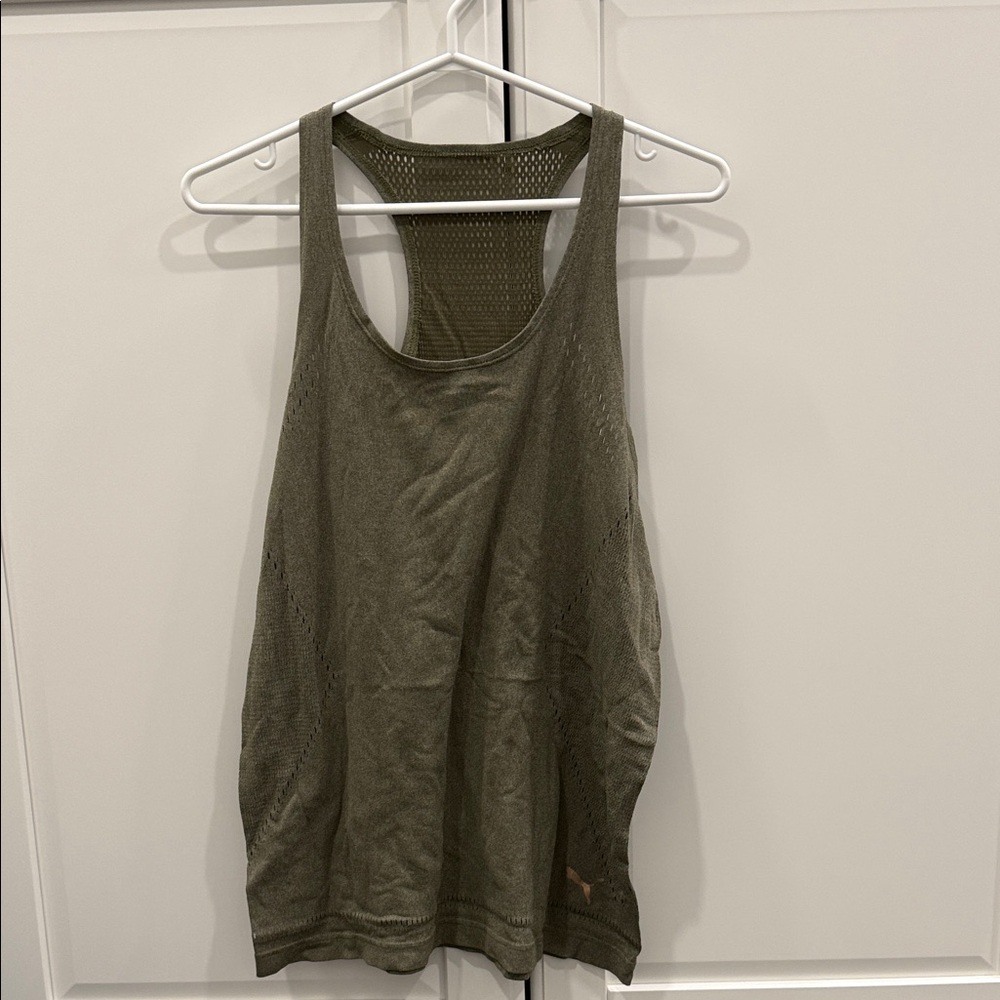 Puma Olive Green Mesh Women's Tank Top